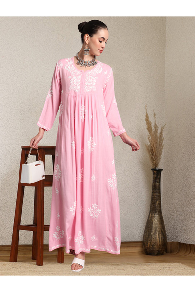 alaya جلابية رايون شيكانكاري مطرزة يدوياً-AL4012