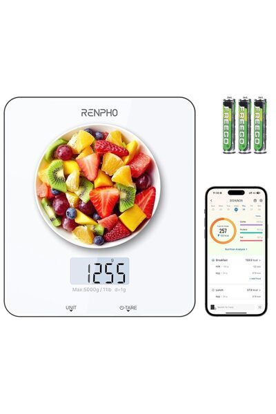 RENPHO Food Scale, Kitchen Scale for Food Ounces and Grams, Smart Cooking Calorie Scale with Timer,