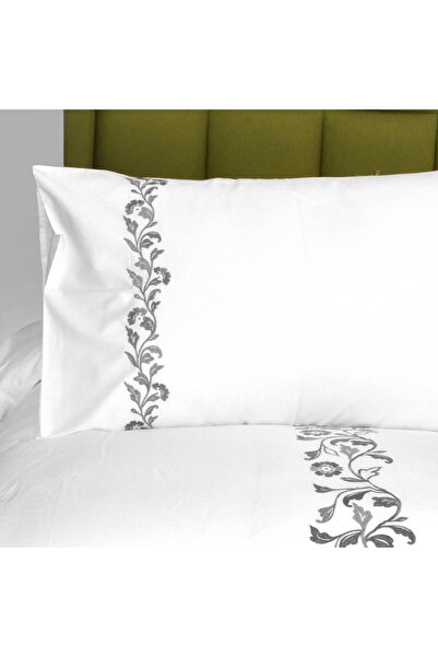 Ferrucci Frochi White Silver Embroidered Duvet Set King, Double, 7 Piece Set