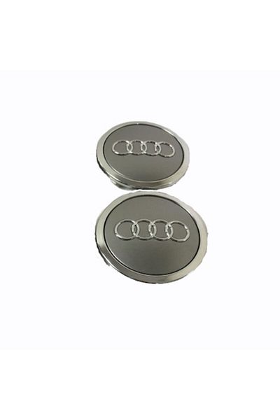 Aftermarket Set 2 capace roti, 60mm Audi, gri, crom pentru jante din aluminiu