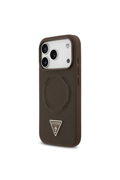 Guess MagSafe PU Leather Case for iPhone 17 Pro Max, Slim Profile, Drop Protection – Brown