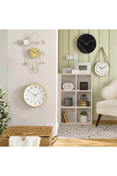 Home Box ساعة حائط بإطار من الخيزران من Espiri - 31.7 × 5 سم