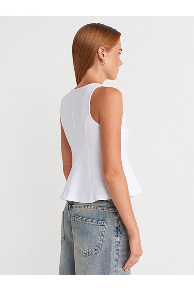 Dilvin 31979 Buttoned Peplum Top-White