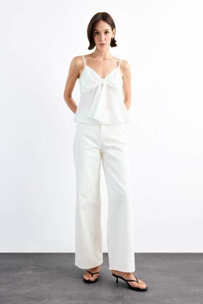 DeFacto New Season V-Neck Front Tie-Up Strap Blouse