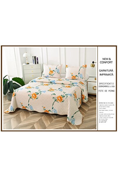 CHIRASO Microfiber Quilted Duvet Set, 2-Sided, 3-Piece, Duvet Cover 220x240cm, 2 Pillowcases