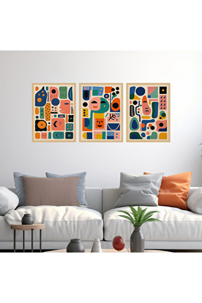 woodsia Set de pictură din lemn MDF cu aspect cadru 3 piese UCMD SET1115