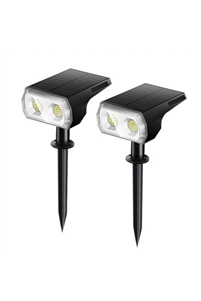 YWX Set de 2 lumini solare LED pentru grădină, YWX, ABS, RGB, IP65, 2W, Negru