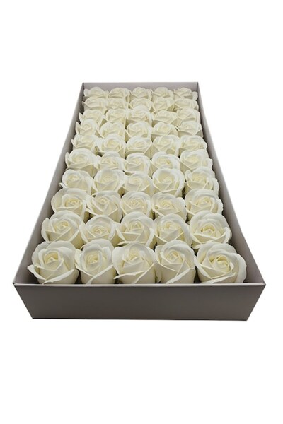 China Trandafiri de săpun, 5 cm, cutie de 50, albi