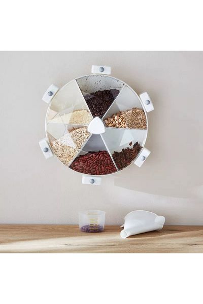 Home Box Essential Wall Mounted Rotatable 6-in-1 Grain Storage Container - 38.5x15x34.7 cm