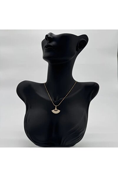 TAKIŞINA Steel Fan White Trend Model Gold Necklace - Gold