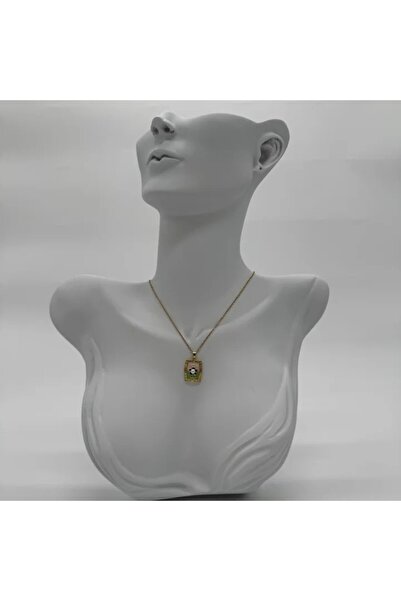 TAKIŞINA Steel Vintage Art Necklace Series: Color Painting Pearl Detail - Gold