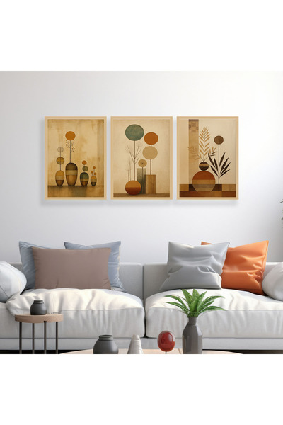 woodsia Set de pictură din lemn MDF cu aspect cadru 3 piese UCMD SET1097