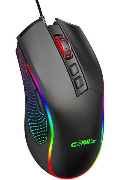 Claw's Crossfire V1 12800 Dpi Full Wide RGB Özel ABS Doku & Kablolu Gaming Mouse - Siyah