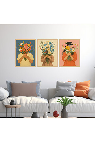 woodsia Set de pictură din lemn MDF cu aspect cadru 3 piese UCMD SET1111