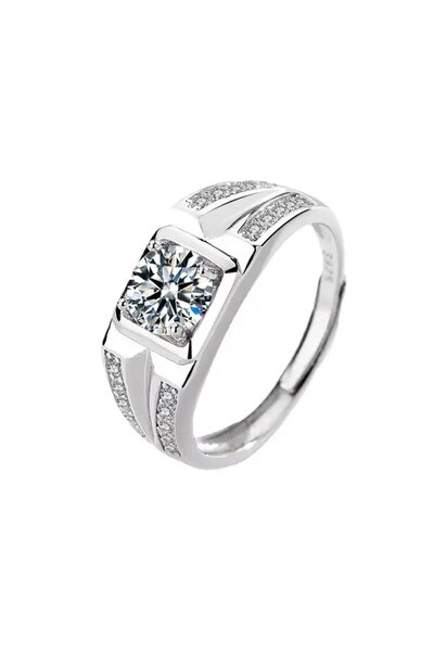 OEM Luxury Men's Wedding Ring with Moissanite Diamond Made of 925 Silver
