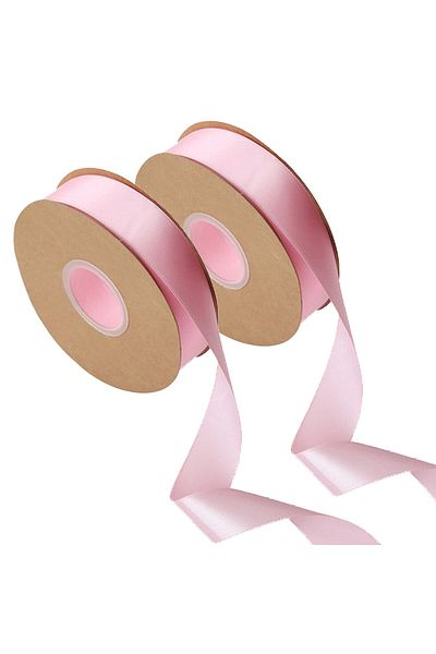 EZGETOP Set de 2 panglici de satin, EZGETOP®, lățime 2,5 cm, 2 role, 90 m, roz