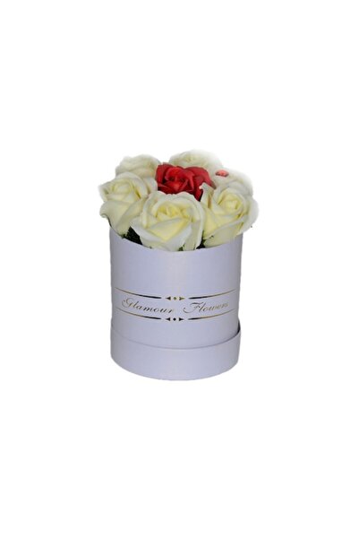 FY FashionForYou Aranjament floral Glamour White cu 7 trandafiri de săpun