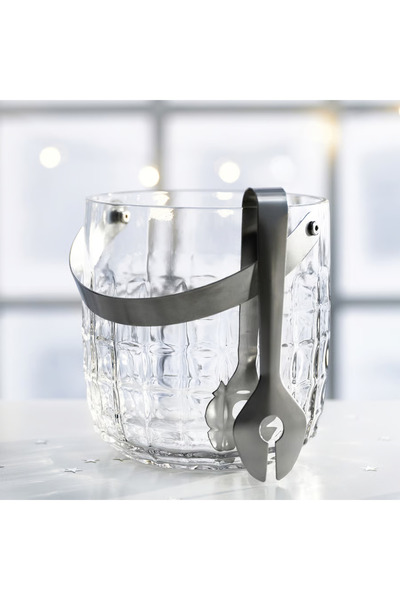 IKEA FRÖJDA Maşalı buz kovası, şeffaf cam/paslanmaz çelik