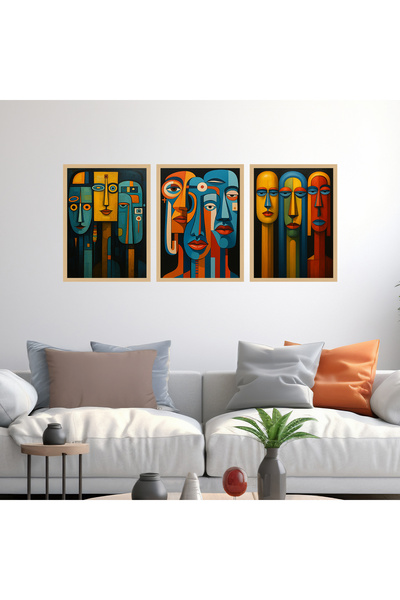 woodsia Set de pictură din lemn MDF cu aspect cadru 3 piese UCMD SET1129