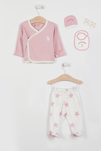U.S. Polo Assn. طقم ملابس وردية للأطفال البنات مكون من قطعتين، إصدار المستشفى