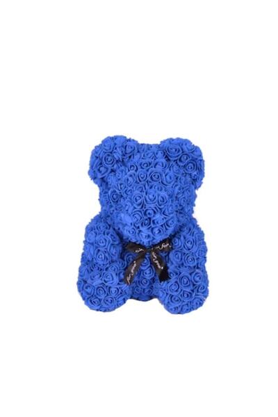 OEM Ursuleț de pluș din trandafiri din spumă, albastru închis, 25 cm, lucrat ...