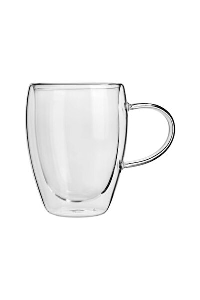 OEM Cană de sticlă cu pereți dubli, rezistentă la căldură, transparentă, 350 ml