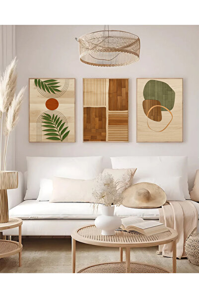 woodsia Set de pictură din lemn MDF cu aspect cadru 3 piese UCMD SET1035