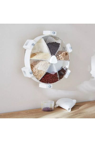 Home Box Essential Wall Mounted Rotatable 6-in-1 Grain Storage Container - 38.5x15x34.7 cm
