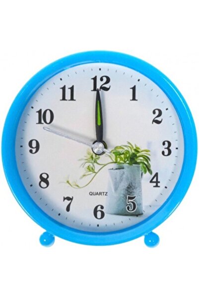 QUARTZ Table Clock with Clear Glass and Blue Color