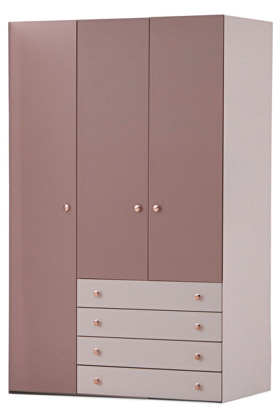 benim odam Rose 3 Kapılı Geniş Çekmeceli Dolap Genç / Çocuk Odası 307