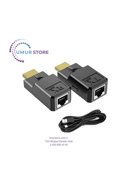 Herz HDMI RJ45 Cat5 6 Extender Uzatıcı Güç Destekli Uzatma Aparatı Adaptör