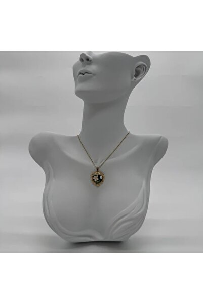 TAKIŞINA Steel Vintage Art Necklace Series: Heart Model Flower Detail - Gold