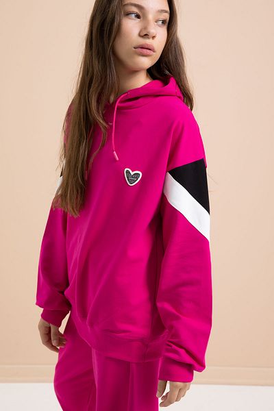 Cansın Mini Fuchsia Cargo Pocket Girl's Logo Double Suit 21299