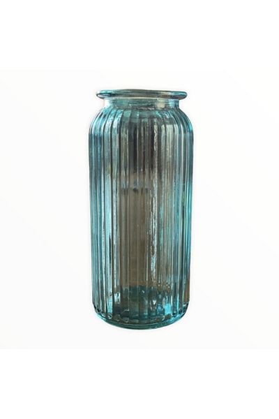 OEM Vaza din sticla, Bleu, 24x10 cm, 1024-16