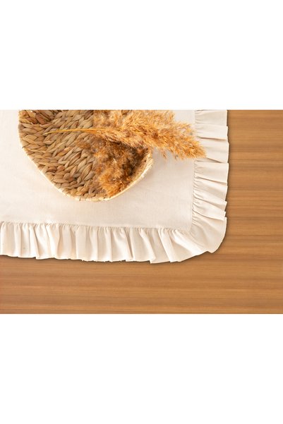 fersuay Buldan Natural Linen Ruffle Runner