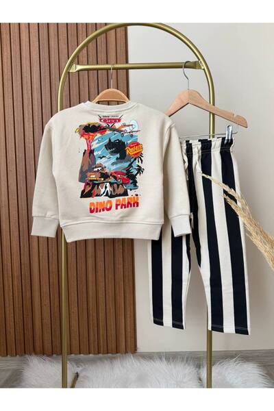 KidsSel Yeni Sezon Erkek Çocuk 3 İplik Pamuk Kumaş Baskılı Alt Üst Takım