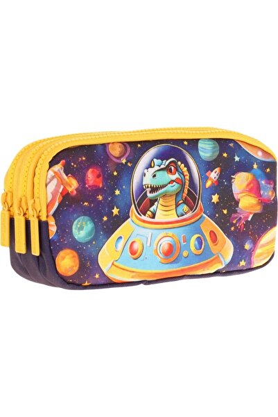 KAUKKO Geantă pentru creion cu 3 compartimente pentru copii (layer Astronaut)...