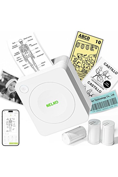 Nelko Sticker Printer, PM230 Print Pod Mini Printer Bluetooth Portable Sticker Maker with 3 Rolls Pa