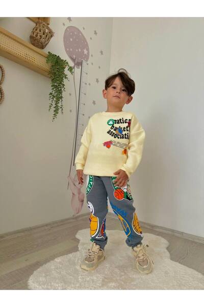 NURTOPU Boy's Tracksuit Casual Bottom Top Set Suitable for School 3-Threaded Quality Full Lycra