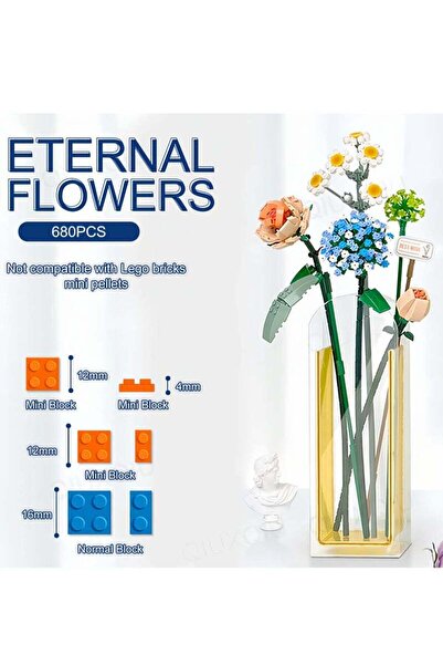 Yelajoy Mini Bricks Flower Bouquet Building Sets,680 Pieces Artificial Flowers Collection DIY Decorate