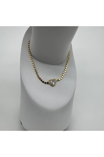 TAKIŞINA Steel Crush Bul Detail Stone Heart Bracelet - Gold