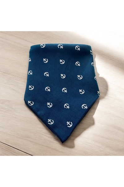 ALS Tasarım Dünyası Koyu Mavi Renk Denizci Desenli %100 Koton Bandana