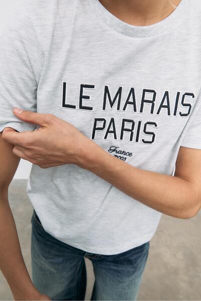 Stradivarius Embroidered slogan t-shirt