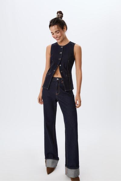 Stradivarius Denim top with buttons