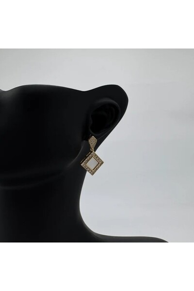 TAKIŞINA Special Series Gold Stone Detail Earrings - Gold