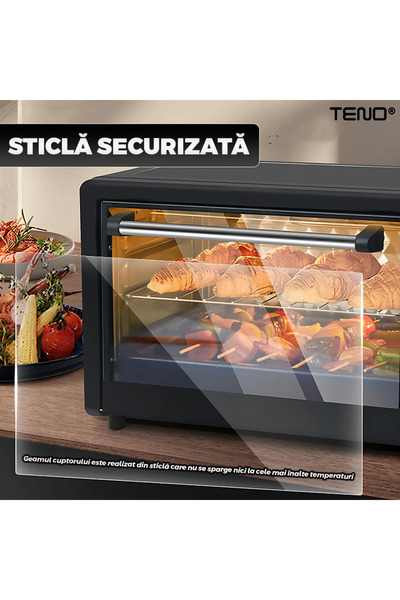Teno Teno® Electric Oven, 1500W, temperature control knob, ergonomic handle, 25 L, black