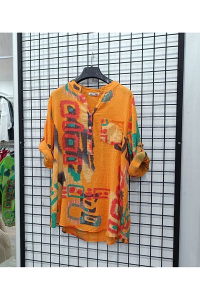 Butik Şans Patterned Pocket Detailed Italian Shirt Blouse