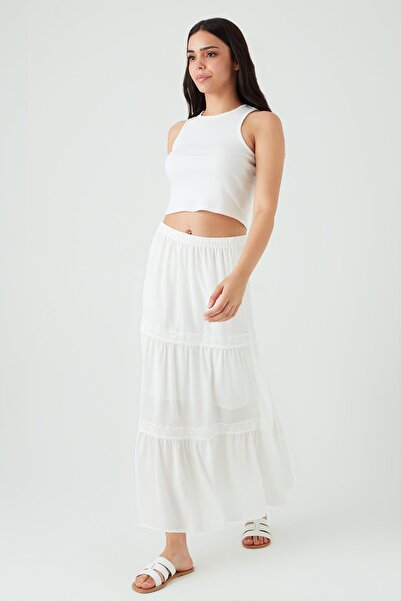 Select Moda Жіноча довга спідниця з білим мереживом