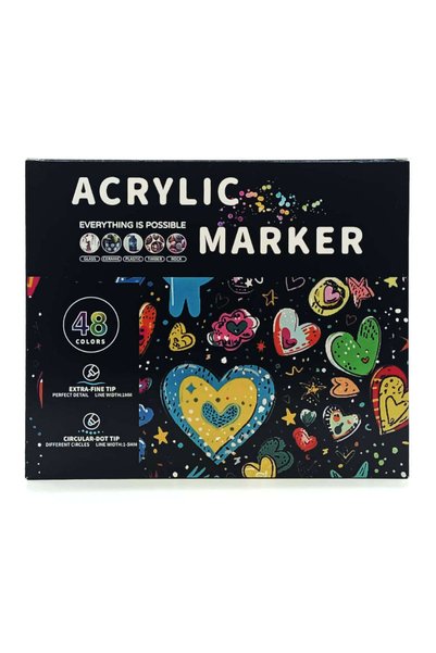 GVN ART Double Sided Acrylic Marker Pen Set 48Pcs Ddb-0048