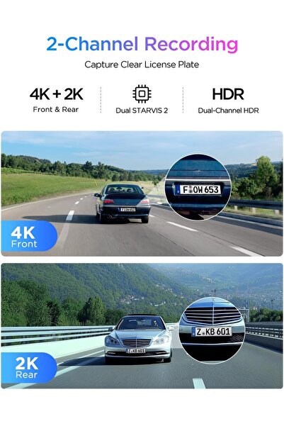 Viofo كاميرا لوحة القيادة A329S بدقة 4K و60 إطارًا في الثانية أمامية وخلفية
